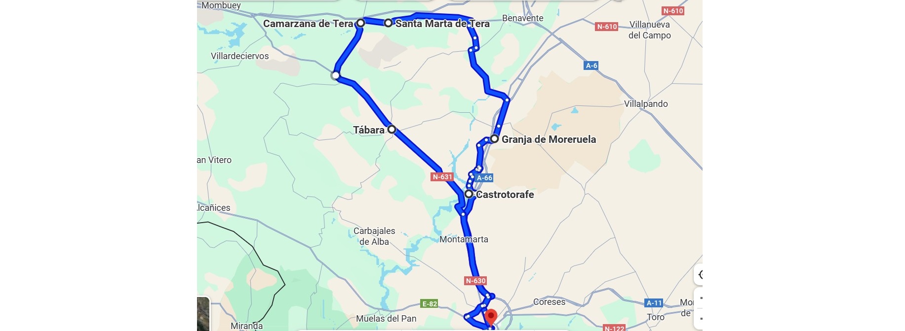 Mapa de la ruta en coche