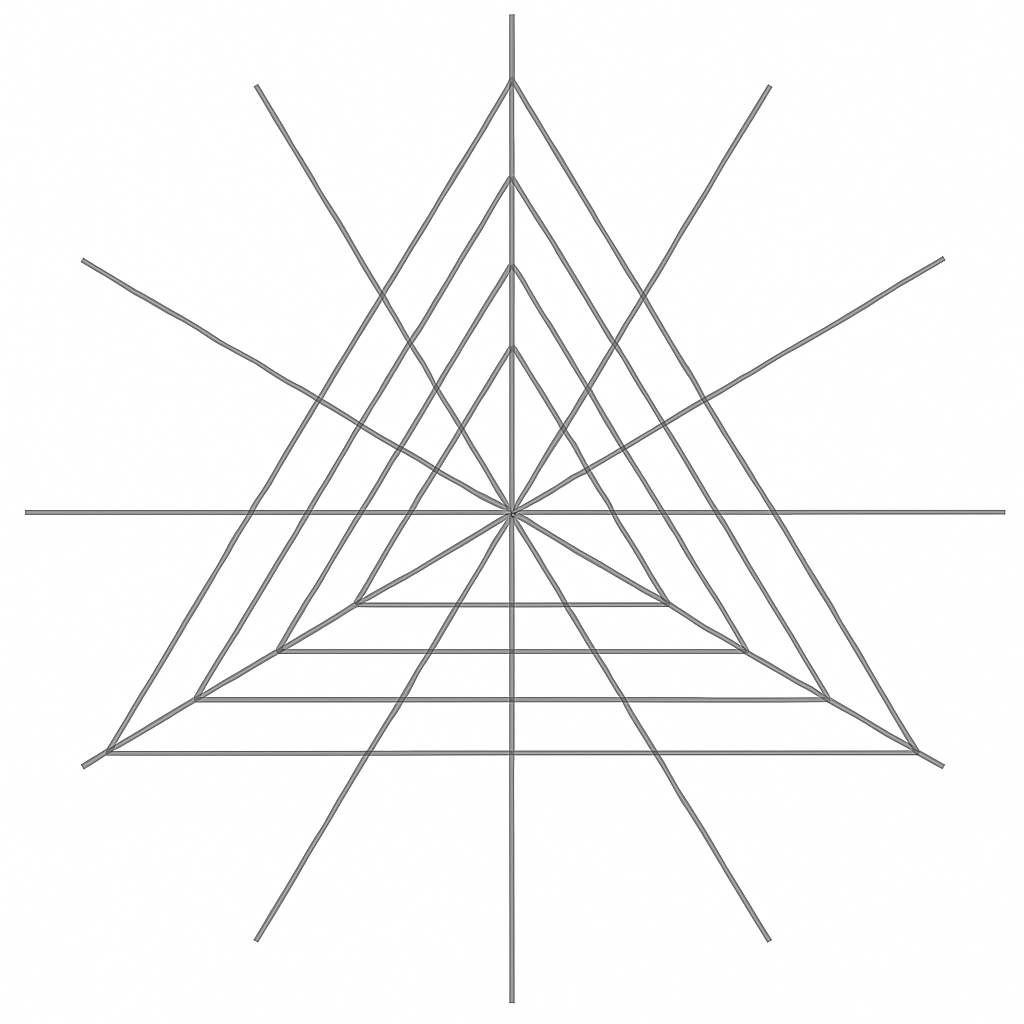 Telaraña triangular con triángulos concéntricos